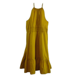 a new day dress Yellow Maxi Tiered Broomstick Sz 3X  Casual Travel Cabin Work